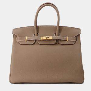 Pre Owned Hermes Birkin 35 Etoupe Togo Leather Bag