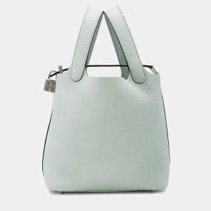 Pre Owned Hermes Picotin Lock 18 Blue Pale Taurillon Clemence Bag