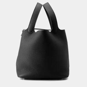 Pre Owned Hermes Picotin Lock 22 Black Taurillon Clemence Bag 