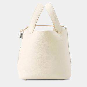 Pre Owned Hermes Picotin Lock 18 Craie Taurillon Clemence Bag 