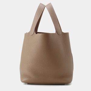 Pre Owned Hermes Picotin Lock Etoupe Taurillon Clemence Size 22