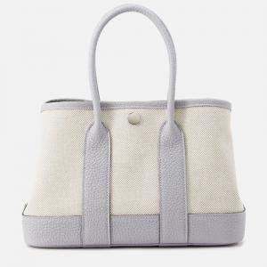 Pre Owned Hermes Neo Garden Cream/Purple Toile H Viking Negonda Leather Size 23