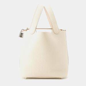 Pre Owned Hermes Picotin Padlock Craie Taurillon Clemence PM