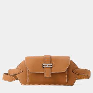 Pre Owned Hermes Elan Pocket 24 Gold Swift Leather Size 24