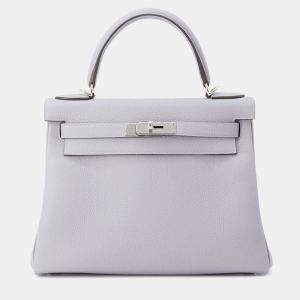 Pre Owned Hermes Kelly Retourne  Size 28 Green Pantan Togo Leather Bag