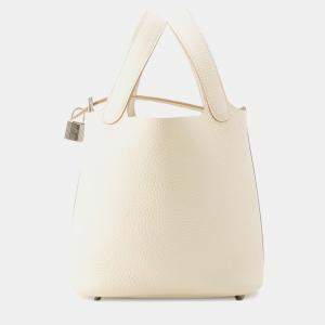 Pre Owned Hermes Picotin Lock 18 Craie Taurillon Clemence 