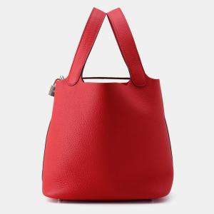 Pre Owned Hermes Picotin Lock Rouge Ladue Taurillon Clemence MM