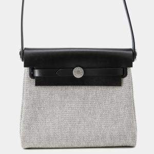مملوكة مسبقًا Hermes Herbag Zip Mini Black/Ecru Toile H Vache Hunter Leather Bag 