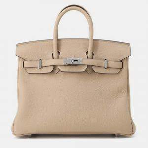 Pre Owned Hermes Birkin Size 25 Trench Togo Leather Bag 