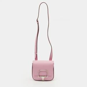 Pre Owned Hermes Della Cavalleria Mini Mauve Sylvestre Epsom Leather Crossbody Bag