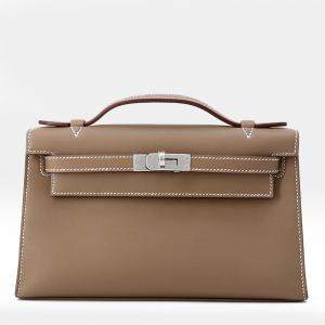 مملوكة مسبقًا Hermes Pochettekelly Etoupe Swift Leather