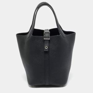 Pre Owned Hermès Picotin Lock 18 Noir Taurillon Clemence Leather Tote