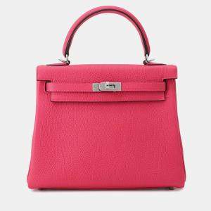 Pre Owned Hermes Kelly Retourne Rose Mexico Togo Leather Size 25