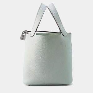 Pre Owned Hermes Picotin Lock Blue Pale Taurillon Clemence Size Pm