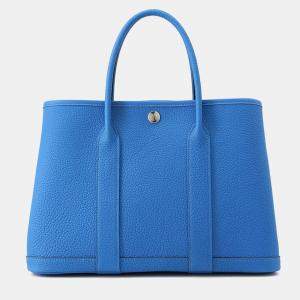 Pre Owned Hermes Garden Party New Blue Hydra Negonda Leather Size Tpm