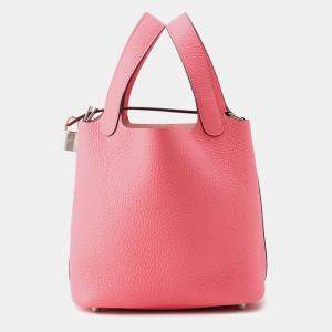 Pre Owned Hermes Picotin Lock Rose Azalee Taurillon Clemence Size PM