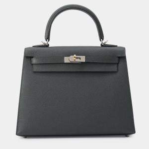 Pre Owned Hermes Kelly 25 Vert Mangrove Epsom Leather Bag