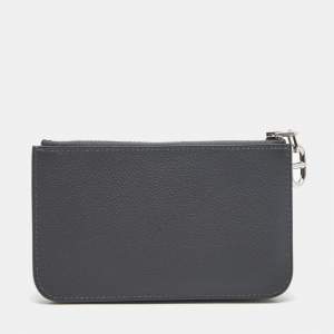 مملوكة مسبقًا Hermes Zipengo Chaine d'Ancre Gris Misty Evercolor Leather Card Holder