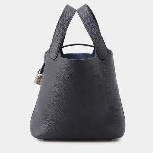 Pre Owned Hermes Picotin Lock Blue Nuit Taurillon Clemence Size PM