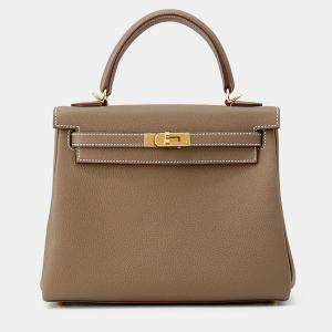 Pre Owned Hermes Kelly Retourne Etoupe Togo Leather Size 25