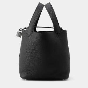 Pre Owned Hermes Picotin Lock 18 Black Taurillon Clemence  Handbag