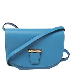 Pre Owned Hermes Blue Agate Swift Leather Mini Convoyeur Bag