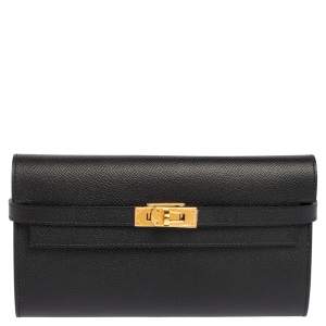 Hermès Noir Epsom Leather Kelly Classic Wallet 