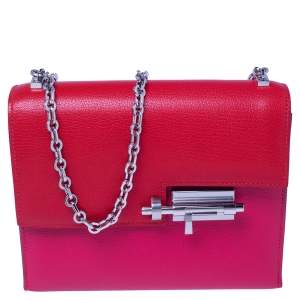 Pre Owned Hermes Rose Extreme/Rouge De Coeur Chevre Chamkila Leather Verrou Chaine Mini Bag