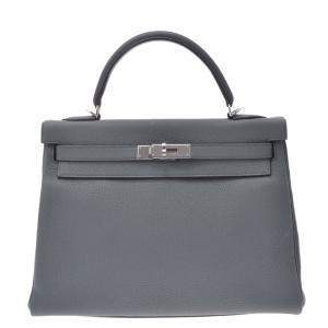 Hermes Grey Togo Leather Palladium Hardware Kelly Retourne 32 Bag 