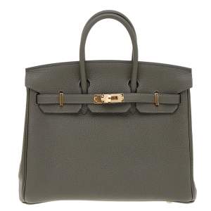 Hermes Vert De Gris Togo Leather Gold Finished Birkin 25 Bag 