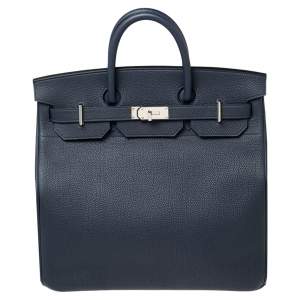 Hermes Blue Nuit Togo Leather Palladium Plated HAC Birkin 40 Bag