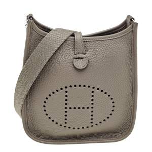 Pre Owned Hermes Etain Taurillon Clemence Leather Evelyne TPM Bag