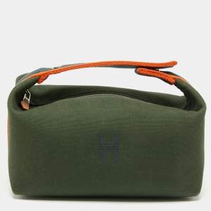 Pre Owned Hermès Vert Foret Canvas Bride-a-Brac Case