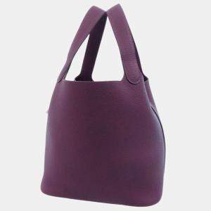 مملوكة مسبقًا Hermes Purple Taurillon Clemence Leather Picotin Lock MM Tote Bag 