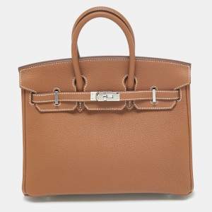 Hermès Gold Togo Leather Palladium Plated Birkin 25 Bag
