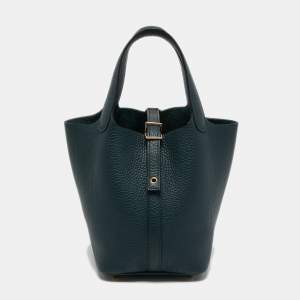 Pre Owned Hermes Vert Cypress Taurillon Clemence Leather Picotin Lock 18 Bag