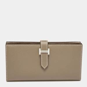 Pre Owned Hermes Etoupe Epsom Leather Bearn Gusset Wallet