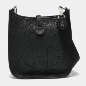 مملوكة مسبقًا Hermes Black Taurillon Clemence Leather Evelyne TPM Bag