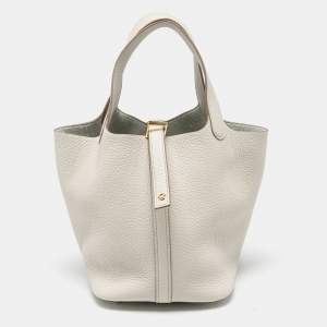 Pre Owned Hermès Beton Taurillon Clemence Leather Picotin Lock 18 Bag
