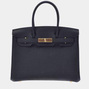 Hermes Black Togo Swift Canvas Leather Gold Hardware 3 in 1 Birkin 30 Bag 