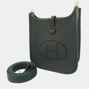 Hermes Green Taurillon Clemence Leather Evelyne TPM Shoulder Bag