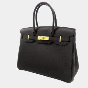 Hermes Black Togo Swift Toile Leather Gold Handware 3 n 1 Birkin 30 Bag 