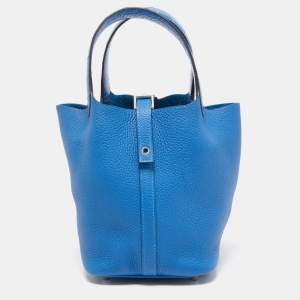 Hermes Bleu Zellige/Mykonos Matt Alligator and Clemence Leather Picotin Lock Touch Bag