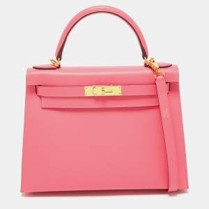 Hermès Rose Azalee Epsom Leather Gold Finish Kelly Sellier 28 Bag