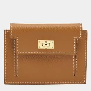Hermes Gold Epsom Leather Kelly Pocket Compact Wallet