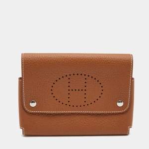 Hermes Gold Togo Leather Mises Et Relances Playing Cards Holder
