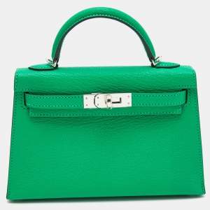 Hermès Menthe Chevre Leather Palladium Finish Mini Kelly II Sellier 20 Bag