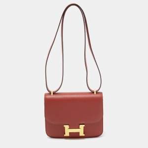 Hermès Cuivre Epsom Leather Gold Finish Constance III Mini Bag