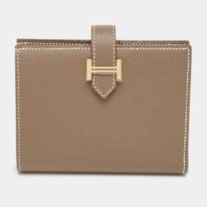 Hermès  Etoupe Epsom Leather Bearn Compact Wallet