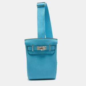 Hermès Bleu du Nord Togo Leather Palladium Finish Hac A Dos PM Bag